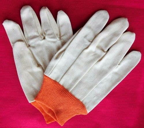 Vintage womens work gloves 1950s HOUSEPROUD TEDSON THORNLEY ladies orange